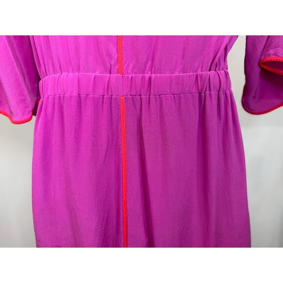 BCBG Max Azria Mandy Fuchsia Silk Shirt Dress with Pockets - Size XS - Picture 10 of 14